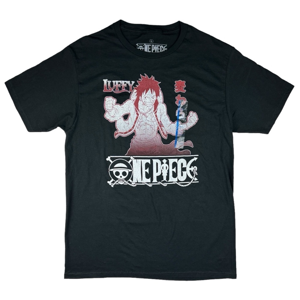 One Piece Luffy T-Shirt Men's Large Anime Manga Short Sleeve Graphic Tee Black‎